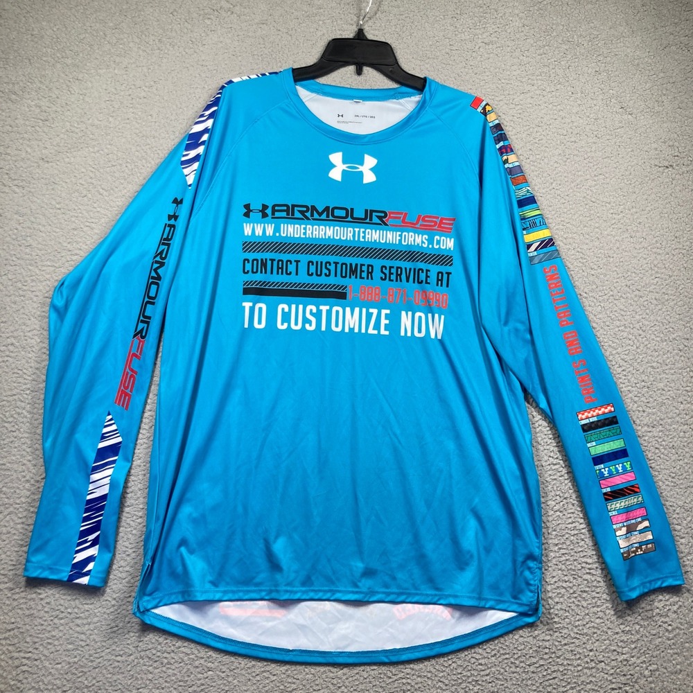 Under Armour ArmourFuse Shirt Mens 2XL Blue Long Sleeve Graphic Sample UJKTL1M